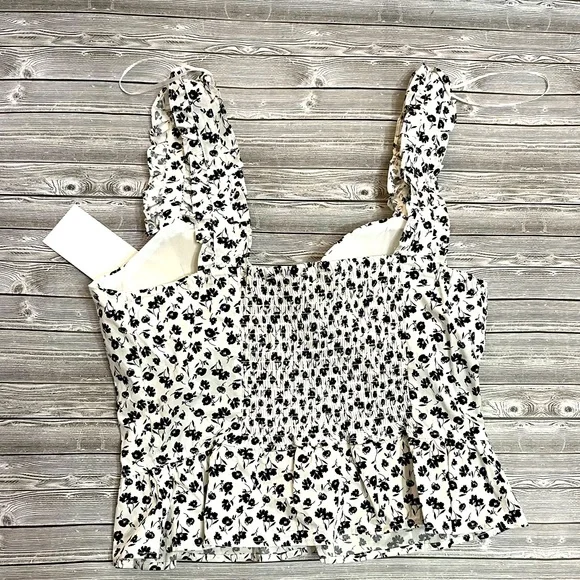 NWT Meraki Black & White Floral Crop Top Size Large - Picture 2 of 5